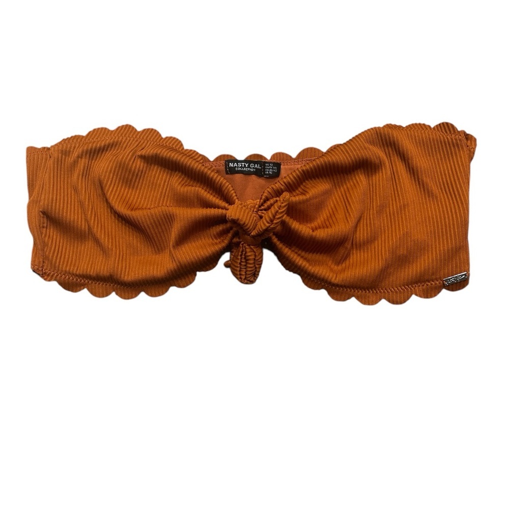 Nasty Gal Orange Ribbed Knotted Tube Top Size 12